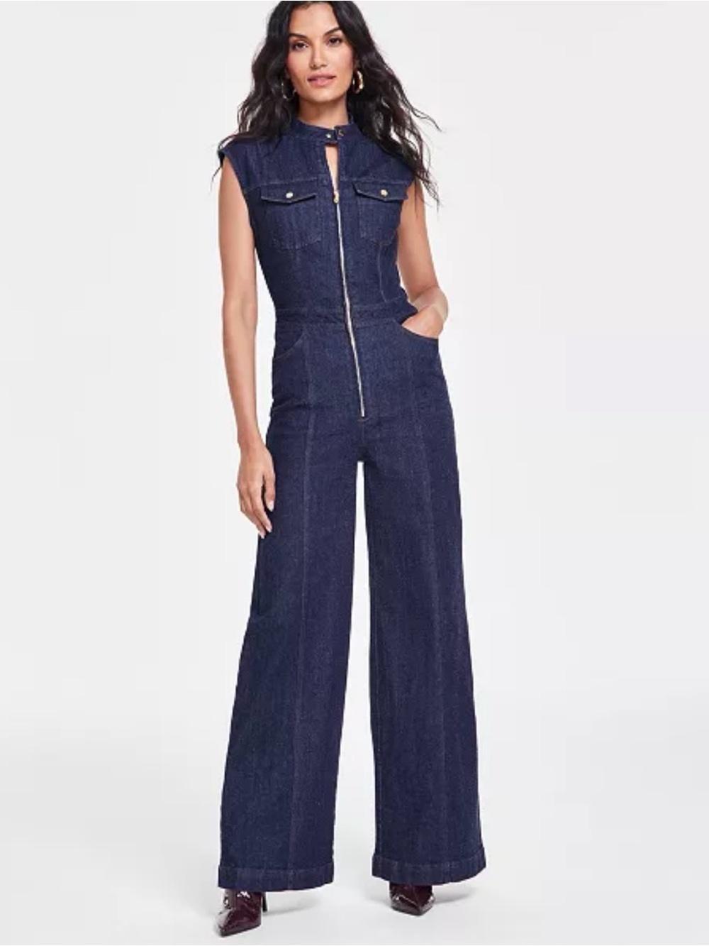 INC International Concepts Wide-Leg Denim Jumpsuit Size XXL
